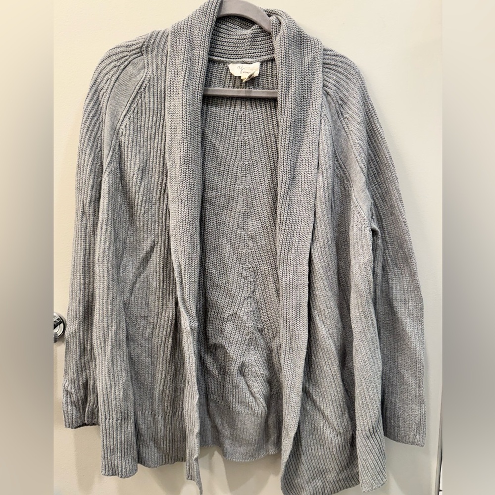 Andrea Jovine Light Gray Knit Open-Front Oversized Cardigan - Small